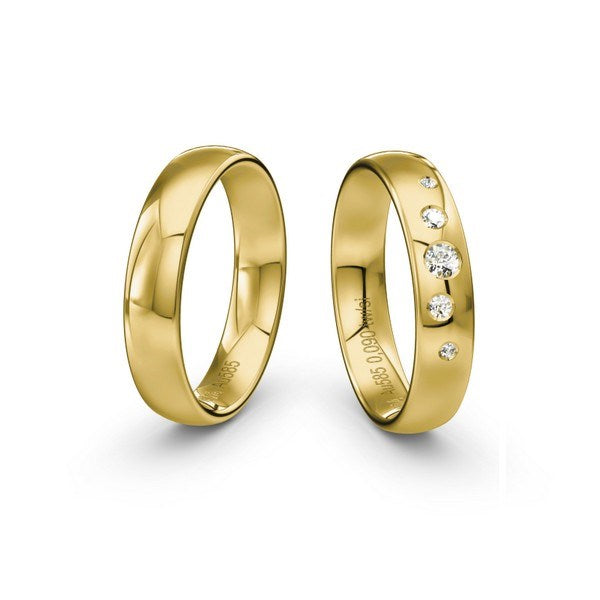 Eksklusiv Siersbøl vielsesringe i 14 karat guld med 0,08 ct diamanter